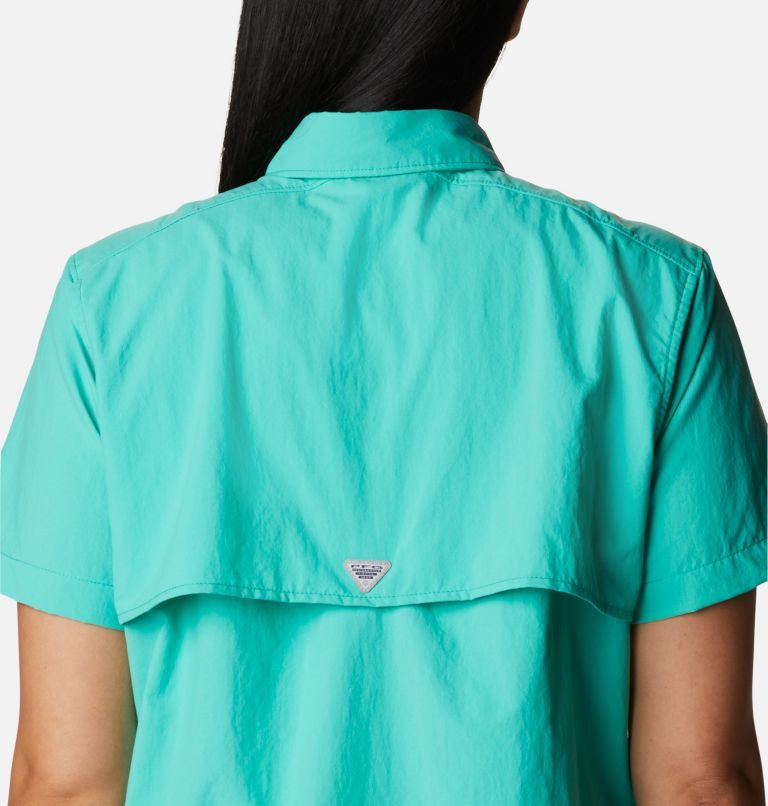 Women's Columbia PFG Bahama Short Sleeve Shirts Turquoise | CA-U8465