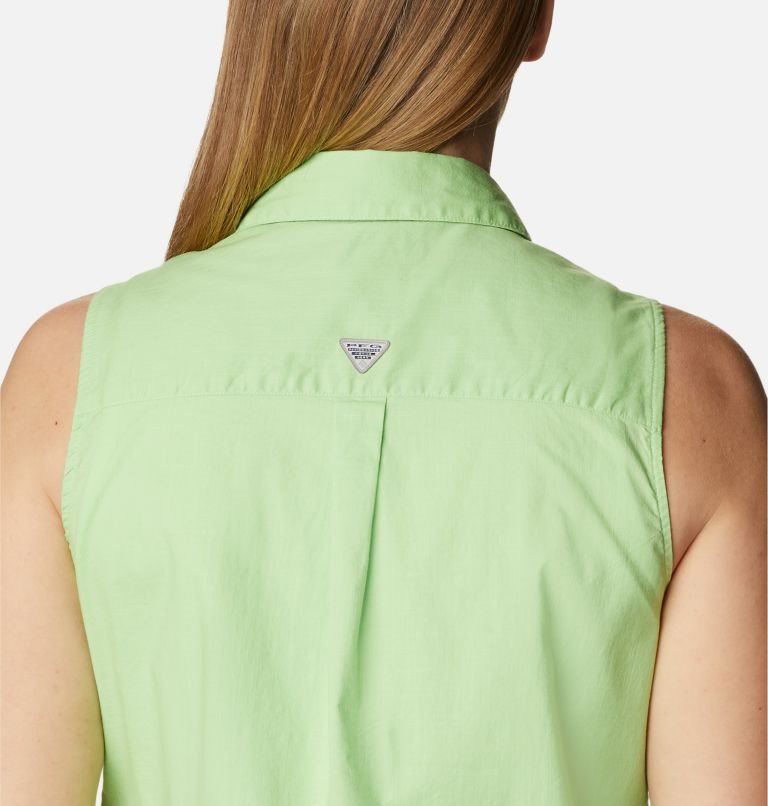 Women's Columbia PFG Bonehead Stretch Sleeveless Shirts Green | CA-JC164