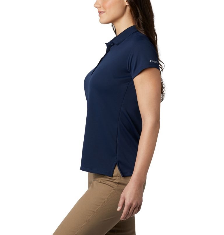 Women's Columbia PFG Innisfree Short Sleeve Polo Shirts Navy | CA-C6C35