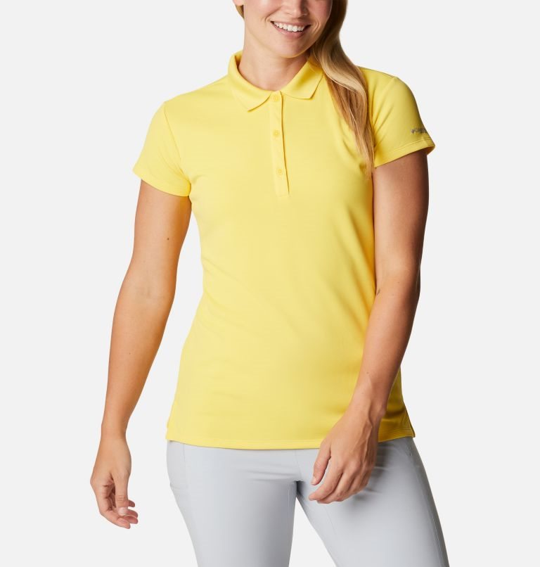 Women's Columbia PFG Innisfree Short Sleeve Polo Shirts Yellow | CA-NA053