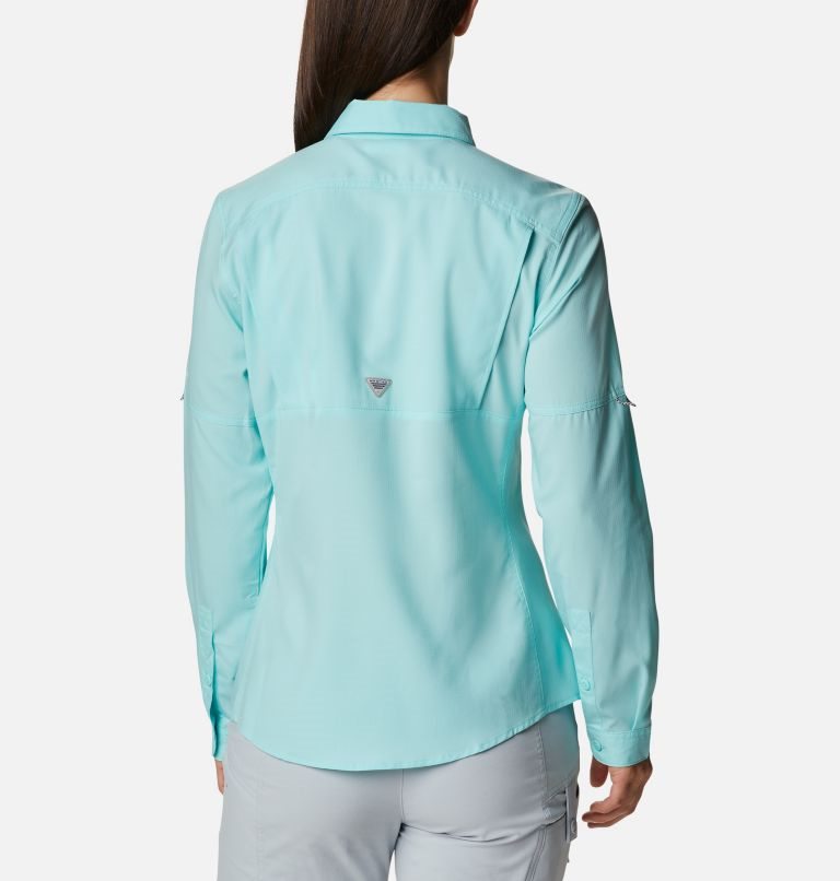 Women's Columbia PFG Lo Drag Long Sleeve Shirts Turquoise | CA-OA805