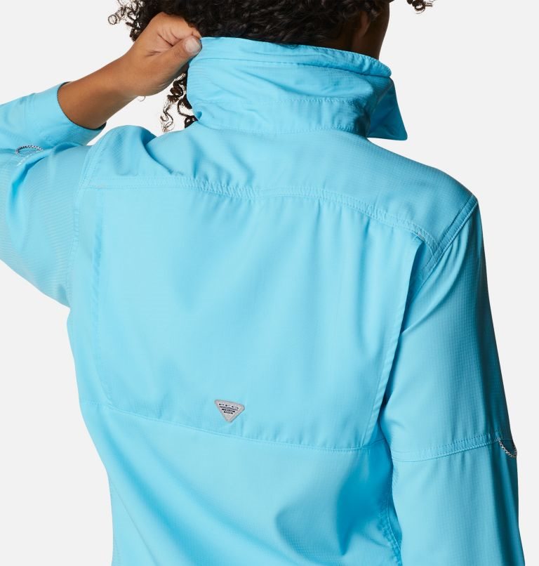 Women's Columbia PFG Lo Drag Long Sleeve Shirts Turquoise | CA-WA61C