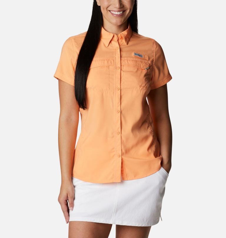 Women\'s Columbia PFG Lo Drag Short Sleeve Shirts Orange | CA-G1534