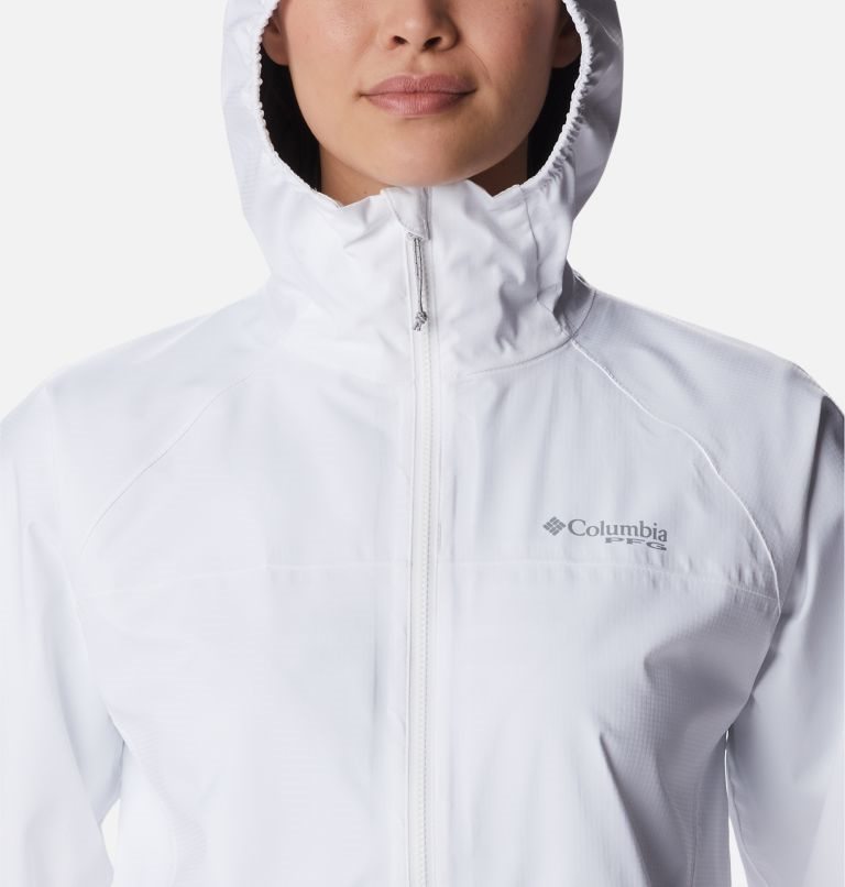 Women's Columbia PFG Skiff Guide Jackets White | CA-F6ALC