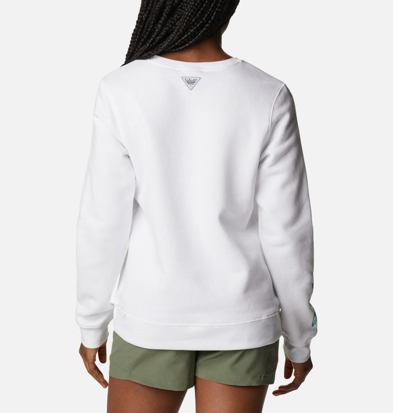 Women's Columbia PFG Slack Water Crew Sweatshirts White | CA-B3A0L