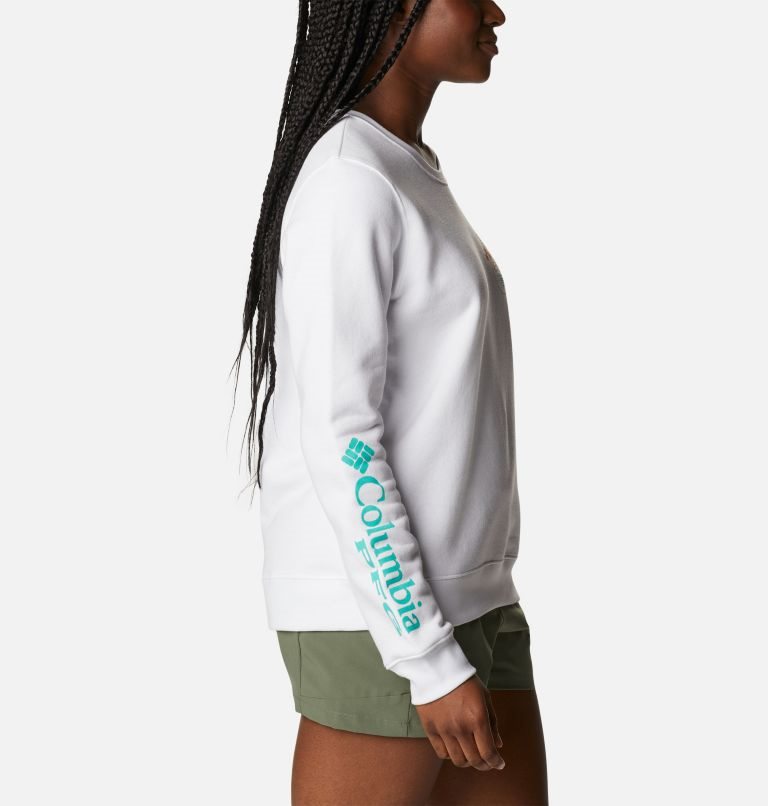 Women's Columbia PFG Slack Water Crew Sweatshirts White | CA-B3A0L