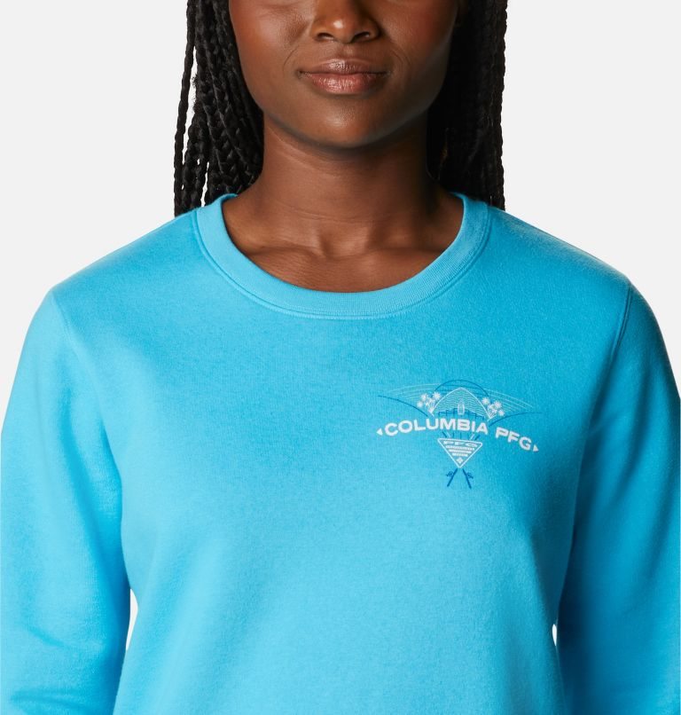 Women's Columbia PFG Slack Water Crew Sweatshirts Blue | CA-G186A