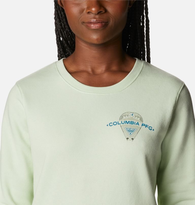 Women's Columbia PFG Slack Water Crew Sweatshirts Mint | CA-T1306