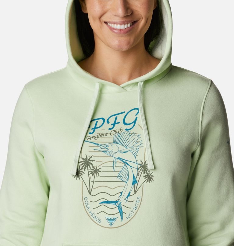 Women's Columbia PFG Slack Water Graphic Hoodie Mint | CA-J5108