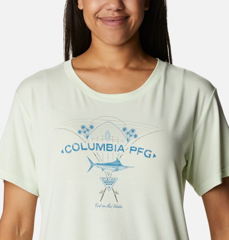 Women's Columbia PFG Slack Water Graphic Short Sleeve T Shirts Mint | CA-N6180