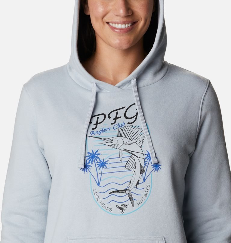 Women's Columbia PFG Slack Water Graphic Hoodie Light Grey | CA-R4803