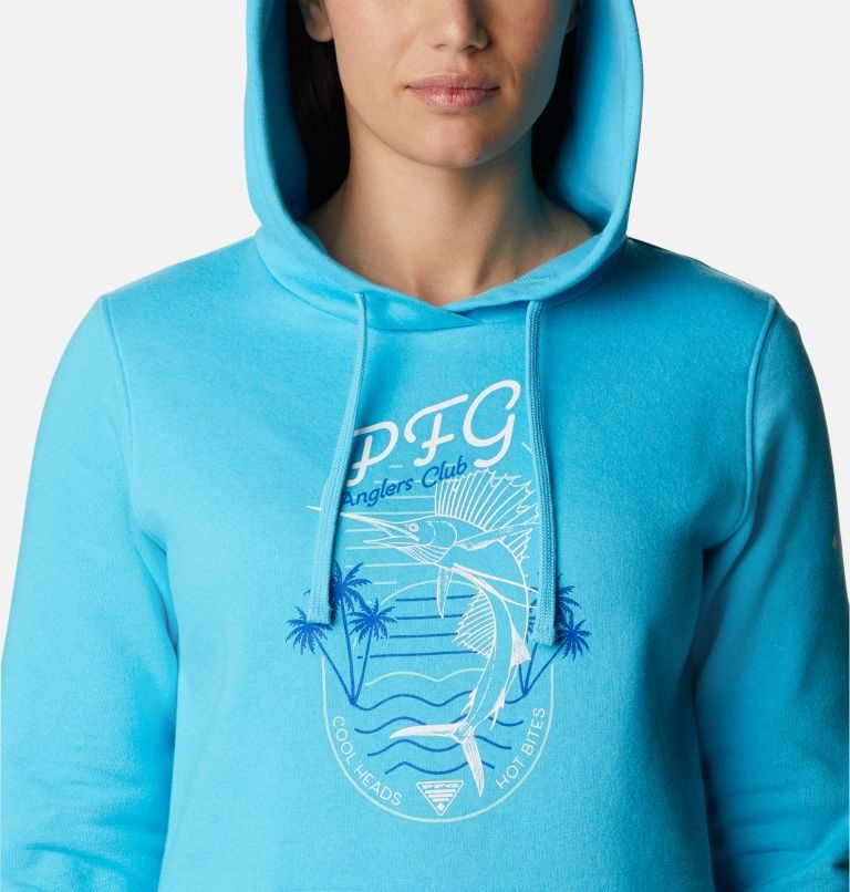 Women's Columbia PFG Slack Water Graphic Hoodie Blue | CA-S5084