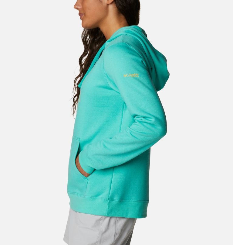 Women's Columbia PFG Slack Water Graphic Hoodie Turquoise | CA-V1A03