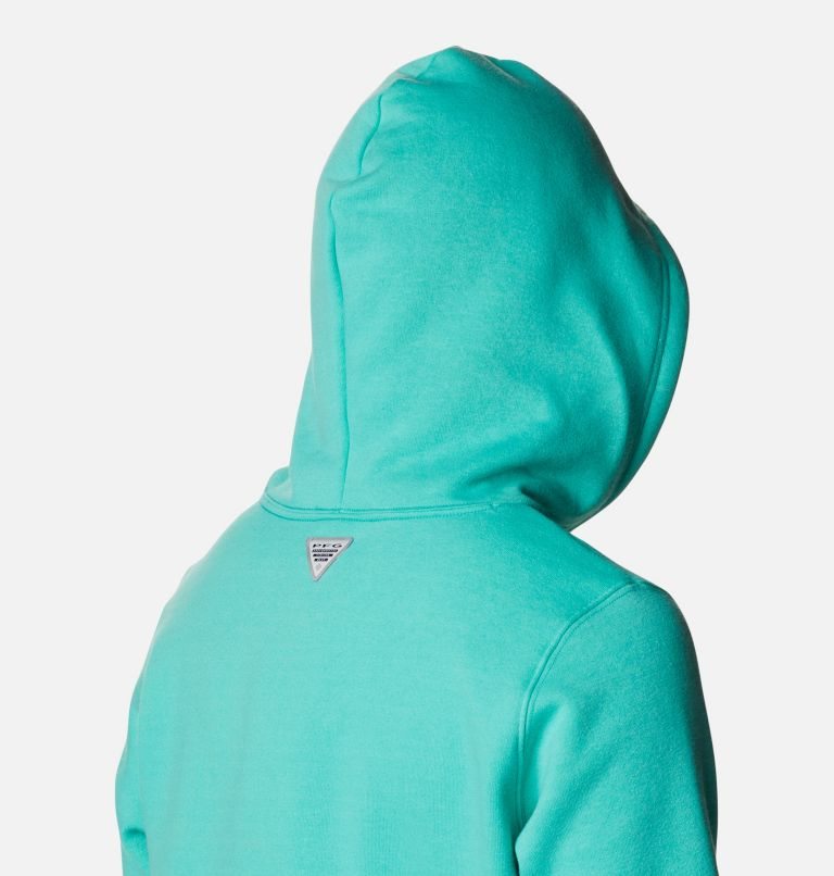 Women's Columbia PFG Slack Water Graphic Hoodie Turquoise | CA-V1A03