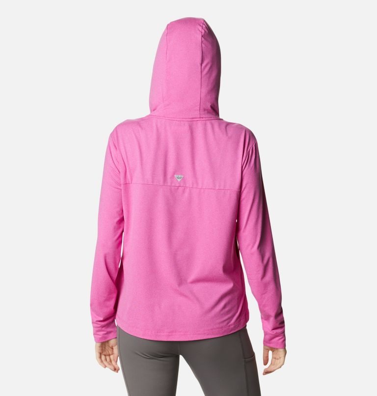 Women's Columbia PFG Slack Water Knit Hoodie Pink | CA-X5486