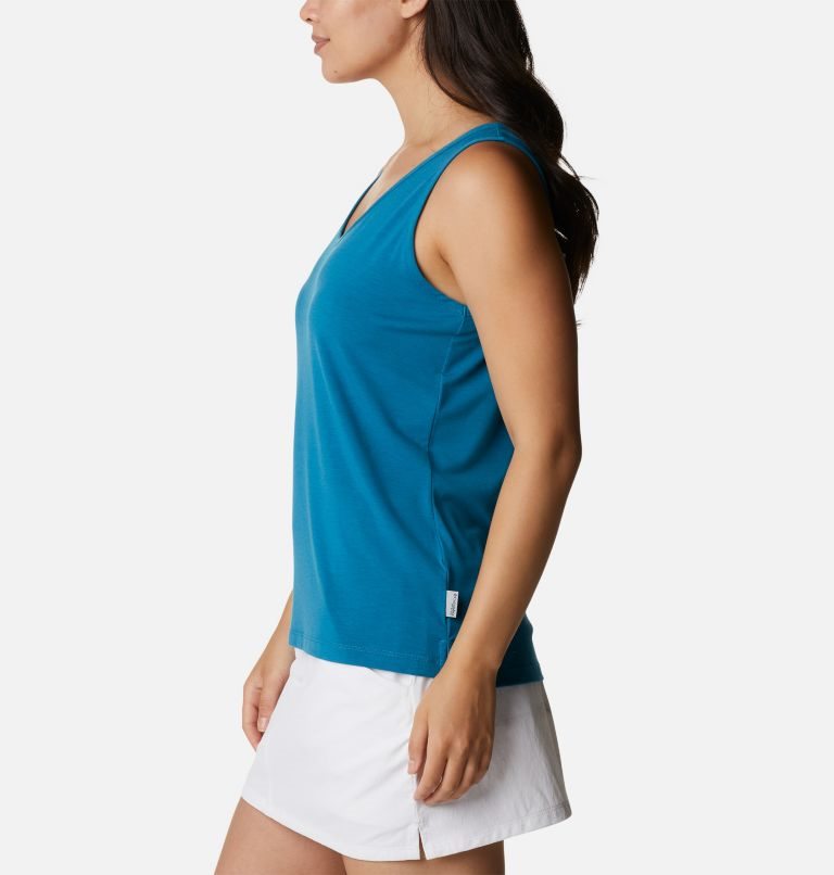 Women's Columbia PFG Slack Water Knit II Tanks Blue | CA-H6ALC