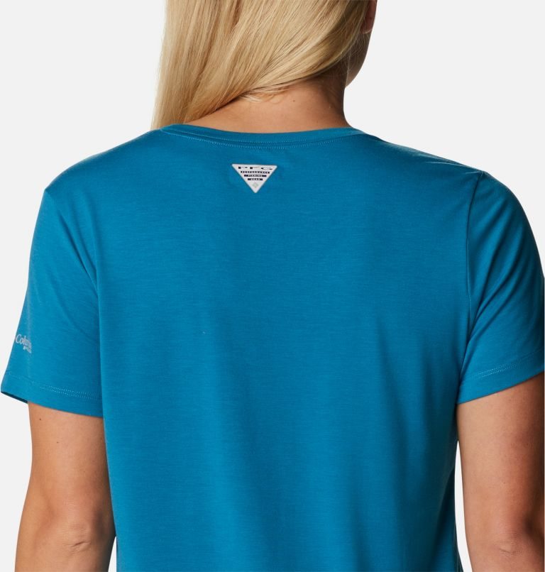 Women's Columbia PFG Slack Water Knit II T Shirts Blue | CA-J0815