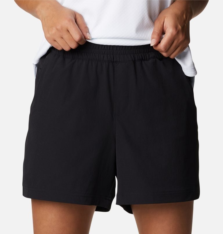 Women's Columbia PFG Slack Water Woven Shorts Black | CA-K1LC0