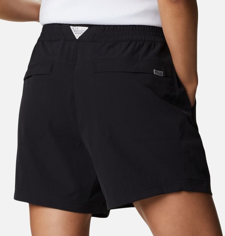 Women's Columbia PFG Slack Water Woven Shorts Black | CA-K1LC0