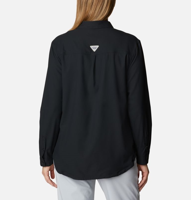 Women's Columbia PFG Sun Drifter Woven Long Sleeve Shirts Black | CA-I8L65