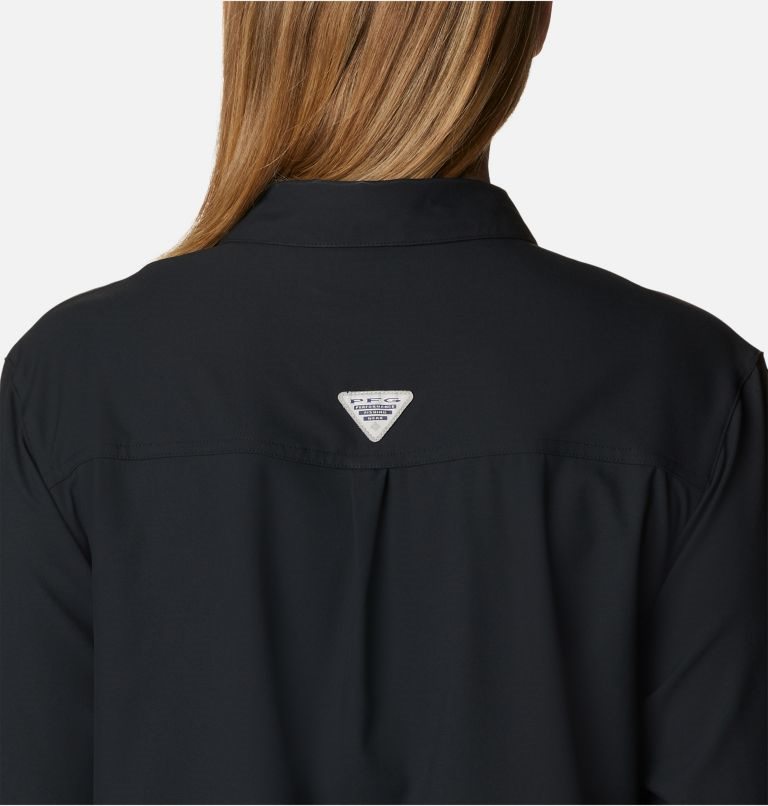 Women's Columbia PFG Sun Drifter Woven Long Sleeve Shirts Black | CA-I8L65