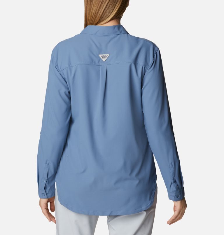 Women's Columbia PFG Sun Drifter Woven Long Sleeve Shirts Blue | CA-OA14C