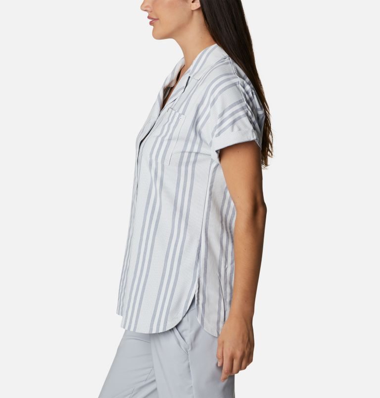 Women's Columbia PFG Sun Drifter Woven Short Sleeve Shirts Stripe | CA-N6504