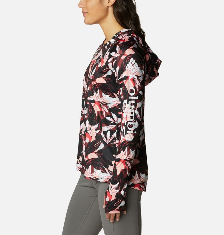 Women's Columbia PFG Super Tidal Tee Hoodie Flower | CA-QLA03