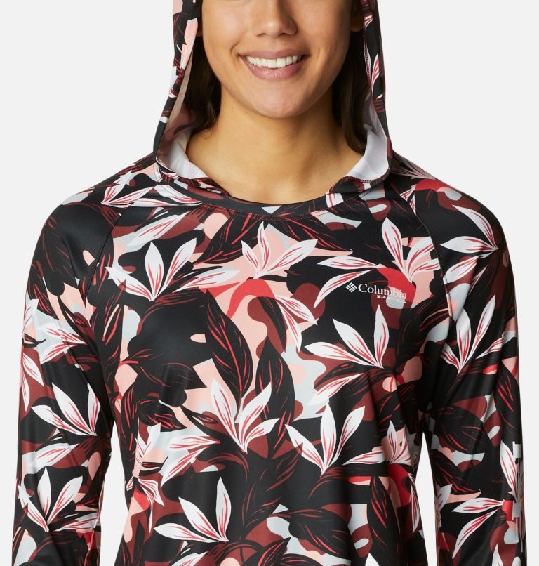 Women's Columbia PFG Super Tidal Tee Hoodie Flower | CA-QLA03