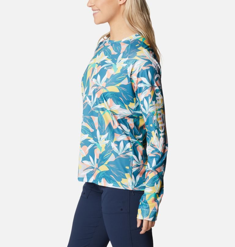 Women's Columbia PFG Super Tidal Tee Long Sleeve Sweatshirts Flower | CA-G4L51