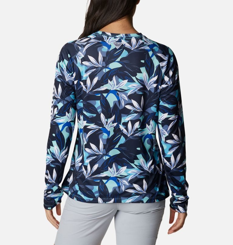 Women's Columbia PFG Super Tidal Tee Long Sleeve Sweatshirts Flower | CA-N83AL