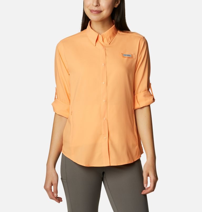 Women's Columbia PFG Tamiami II Long Sleeve Shirts Orange | CA-F1L85