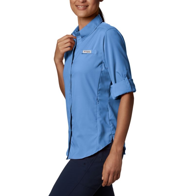 Women's Columbia PFG Tamiami II Long Sleeve Shirts Blue | CA-G3L84