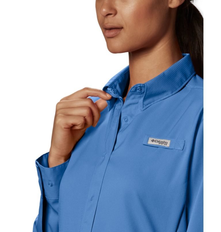 Women's Columbia PFG Tamiami II Long Sleeve Shirts Blue | CA-G3L84