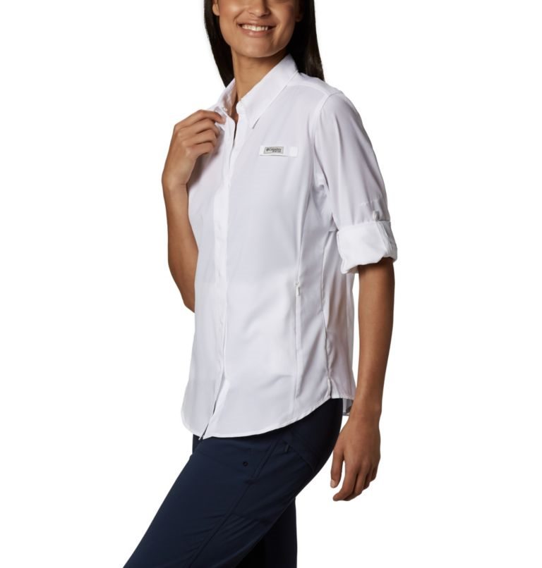 Women's Columbia PFG Tamiami II Long Sleeve Shirts White | CA-RAL0C