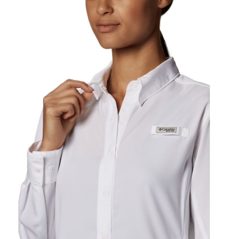 Women's Columbia PFG Tamiami II Long Sleeve Shirts White | CA-RAL0C