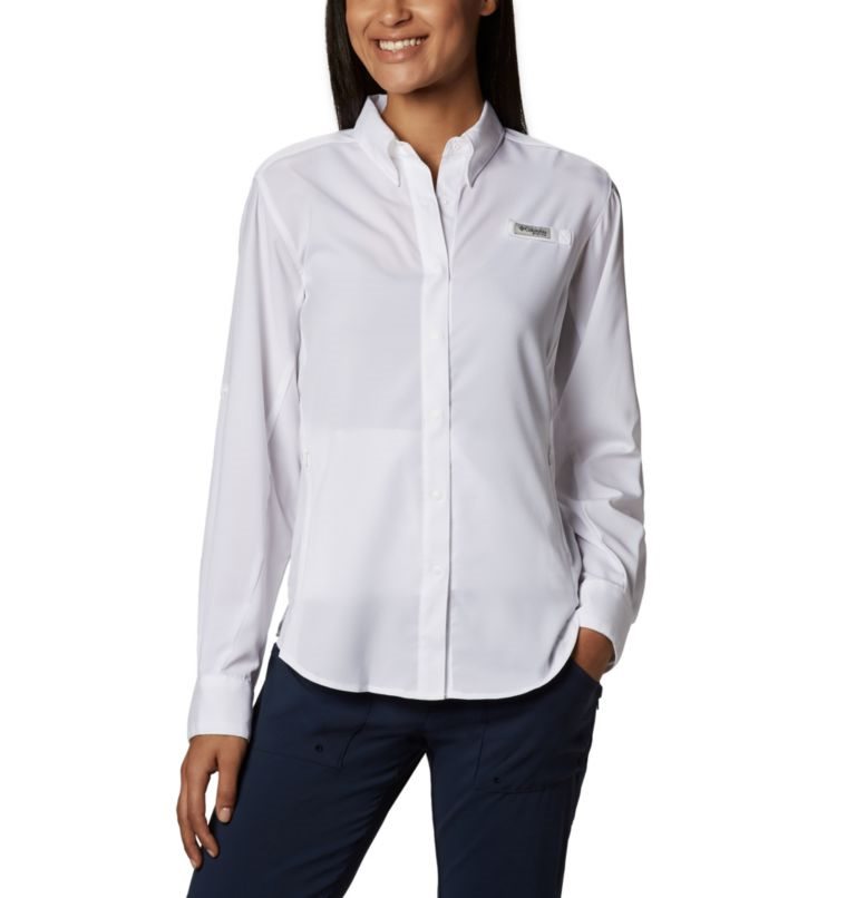 Women\'s Columbia PFG Tamiami II Long Sleeve Shirts White | CA-RAL0C