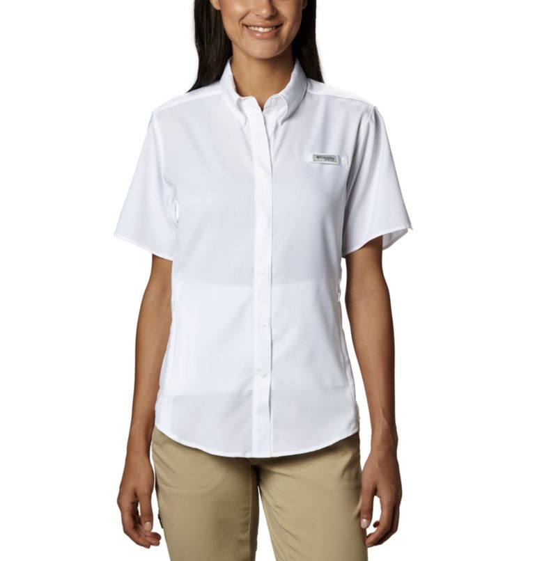 Women\'s Columbia PFG Tamiami II Short Sleeve Shirts White | CA-D16A3