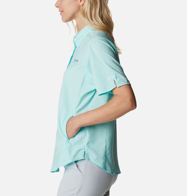 Women's Columbia PFG Tamiami II Short Sleeve Shirts Turquoise | CA-G1063