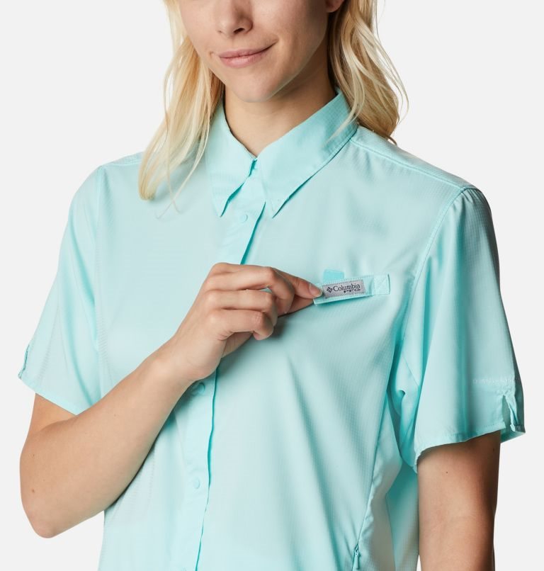 Women's Columbia PFG Tamiami II Short Sleeve Shirts Turquoise | CA-G1063