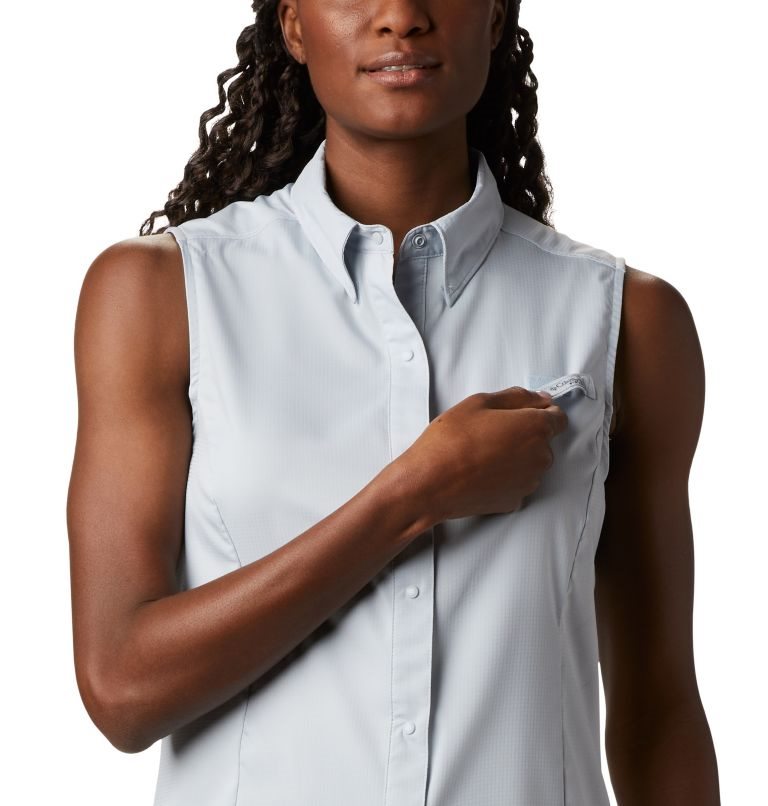 Women's Columbia PFG Tamiami Sleeveless Shirts Light Grey | CA-D58A4