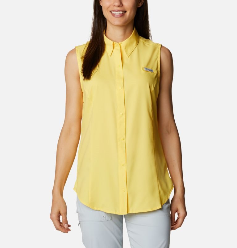 Women\'s Columbia PFG Tamiami Sleeveless Shirts Yellow | CA-I38AL