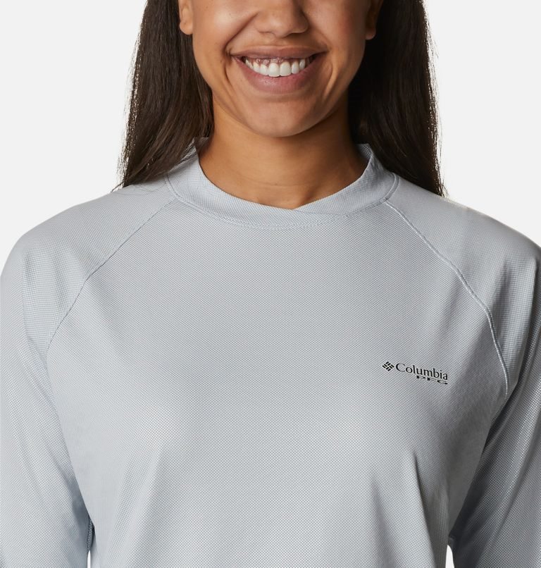 Women's Columbia PFG Tidal Deflector Ice Long Sleeve Sweatshirts Light Grey | CA-A0C86