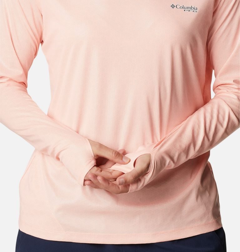 Women's Columbia PFG Tidal Deflector Ice Long Sleeve Sweatshirts Pink | CA-AAC53