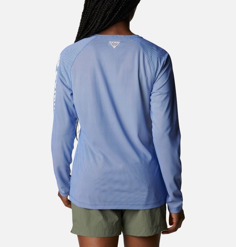 Women's Columbia PFG Tidal Deflector Long Sleeve Sweatshirts Light Blue | CA-EC10L