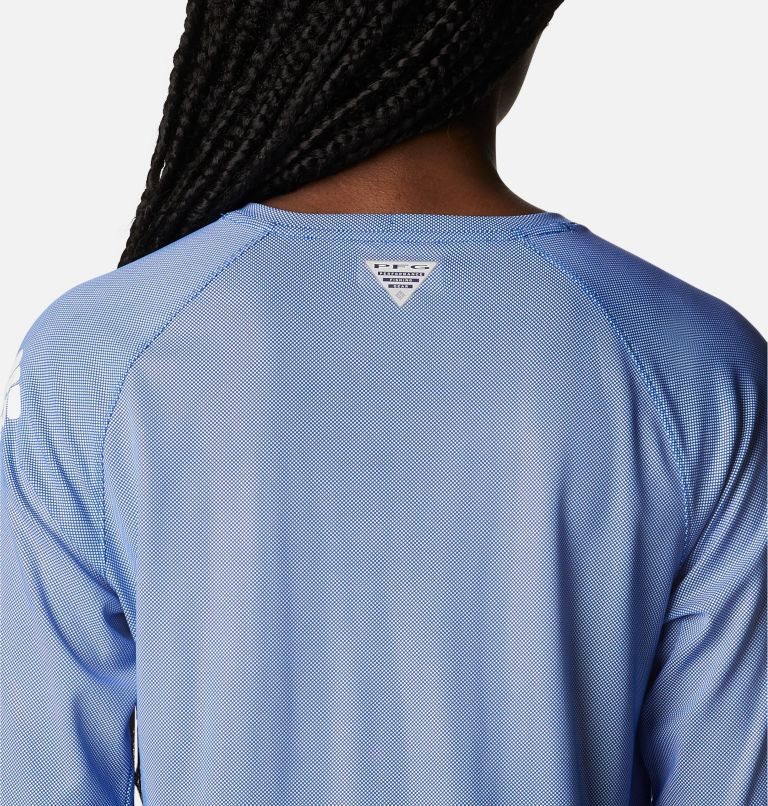 Women's Columbia PFG Tidal Deflector Long Sleeve Sweatshirts Light Blue | CA-EC10L