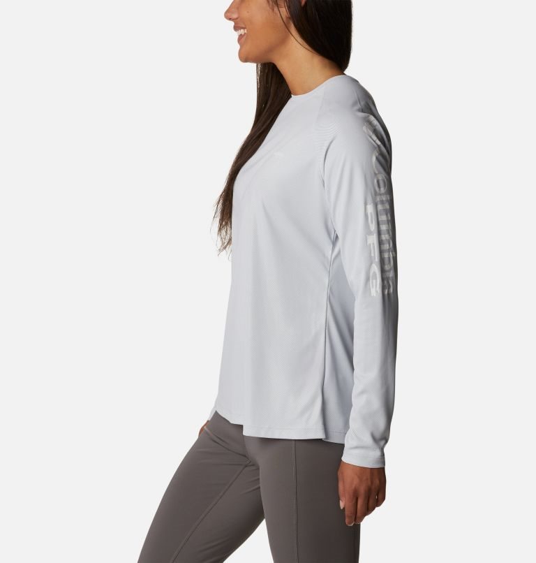 Women's Columbia PFG Tidal Deflector Long Sleeve Sweatshirts Light Grey | CA-EL14C