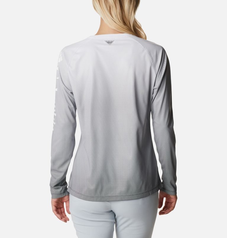 Women's Columbia PFG Tidal Deflector Printed Long Sleeve Sweatshirts Light Grey | CA-F501A