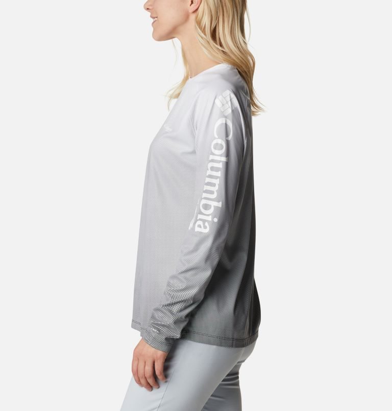 Women's Columbia PFG Tidal Deflector Printed Long Sleeve Sweatshirts Light Grey | CA-T8154