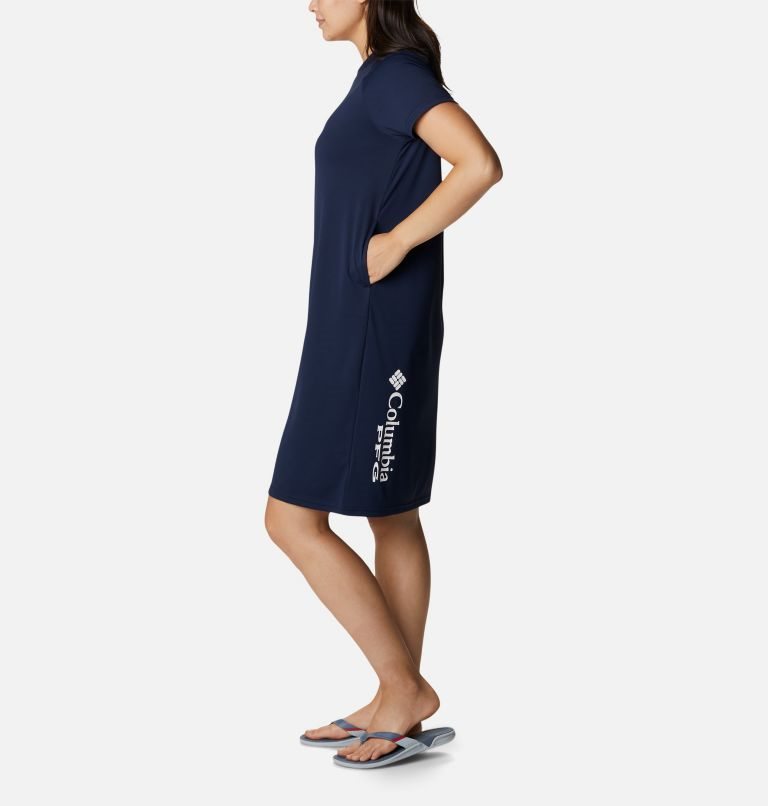 Women's Columbia PFG Tidal Tee Dress Navy | CA-W8530